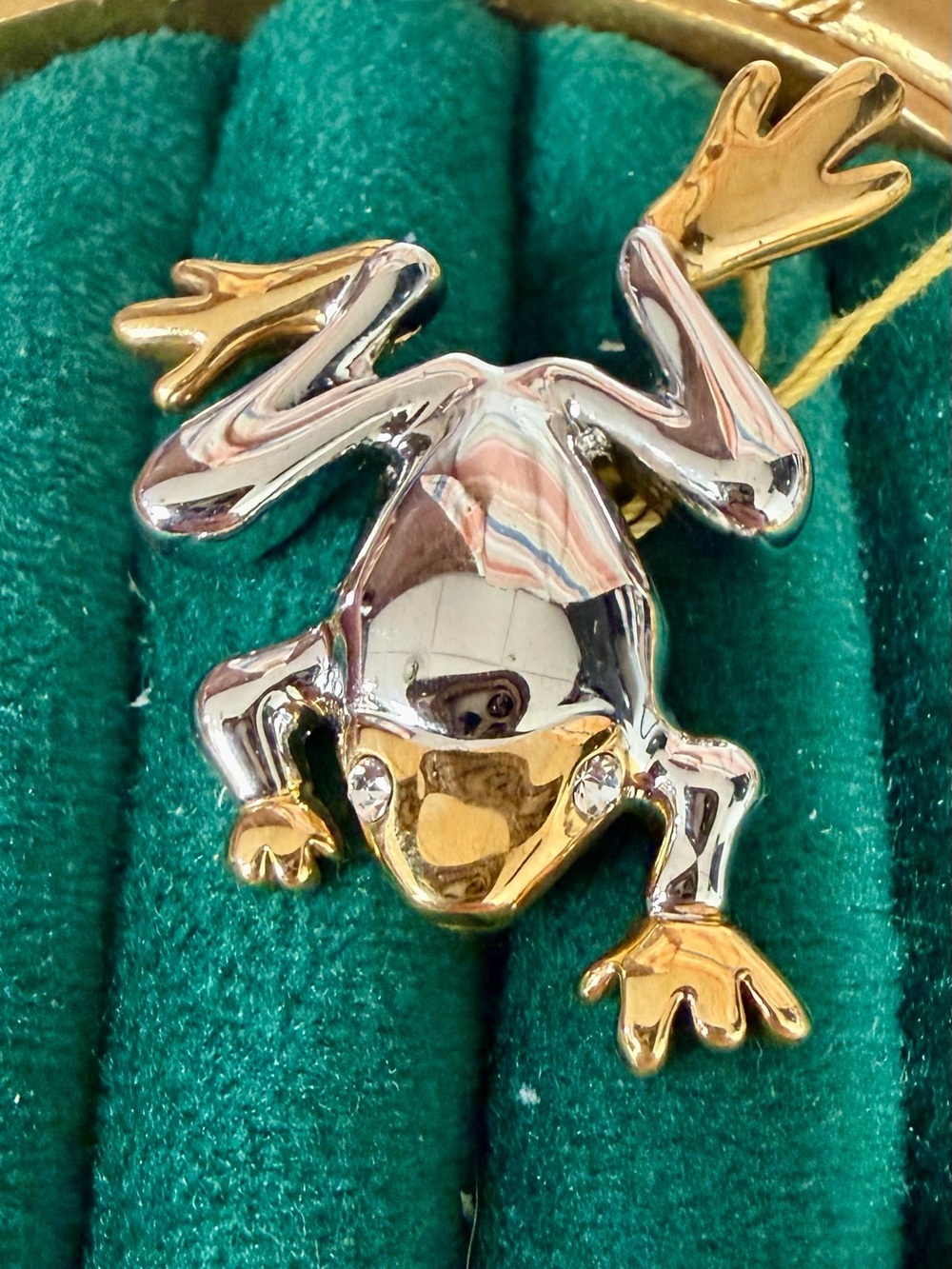 Lia Sophia Two-Tone Silver and Gold Frog Brooch